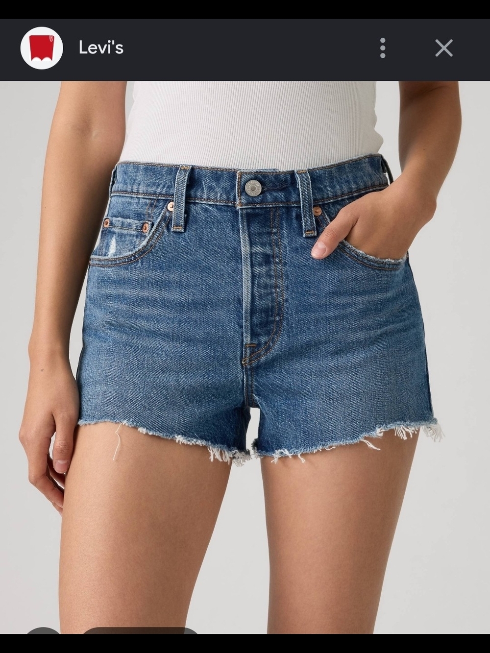 Levi's Classic Blue Denim Frayed Hem Shorts